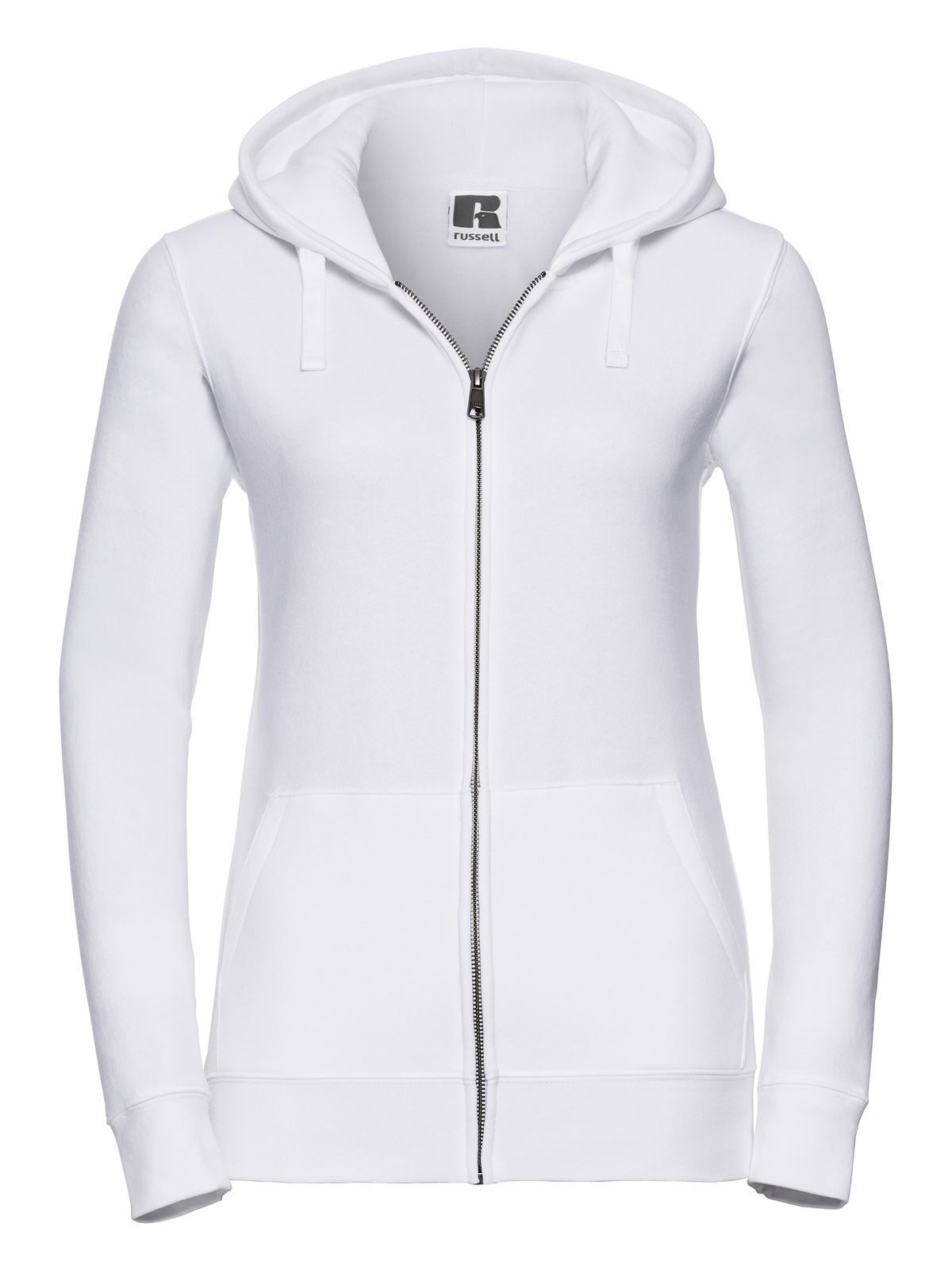 Ladies' Authentic Zipped Hood Damen Sweatshirt / Hoodie – Russell – Farbe Weiß – individuell veredelbar