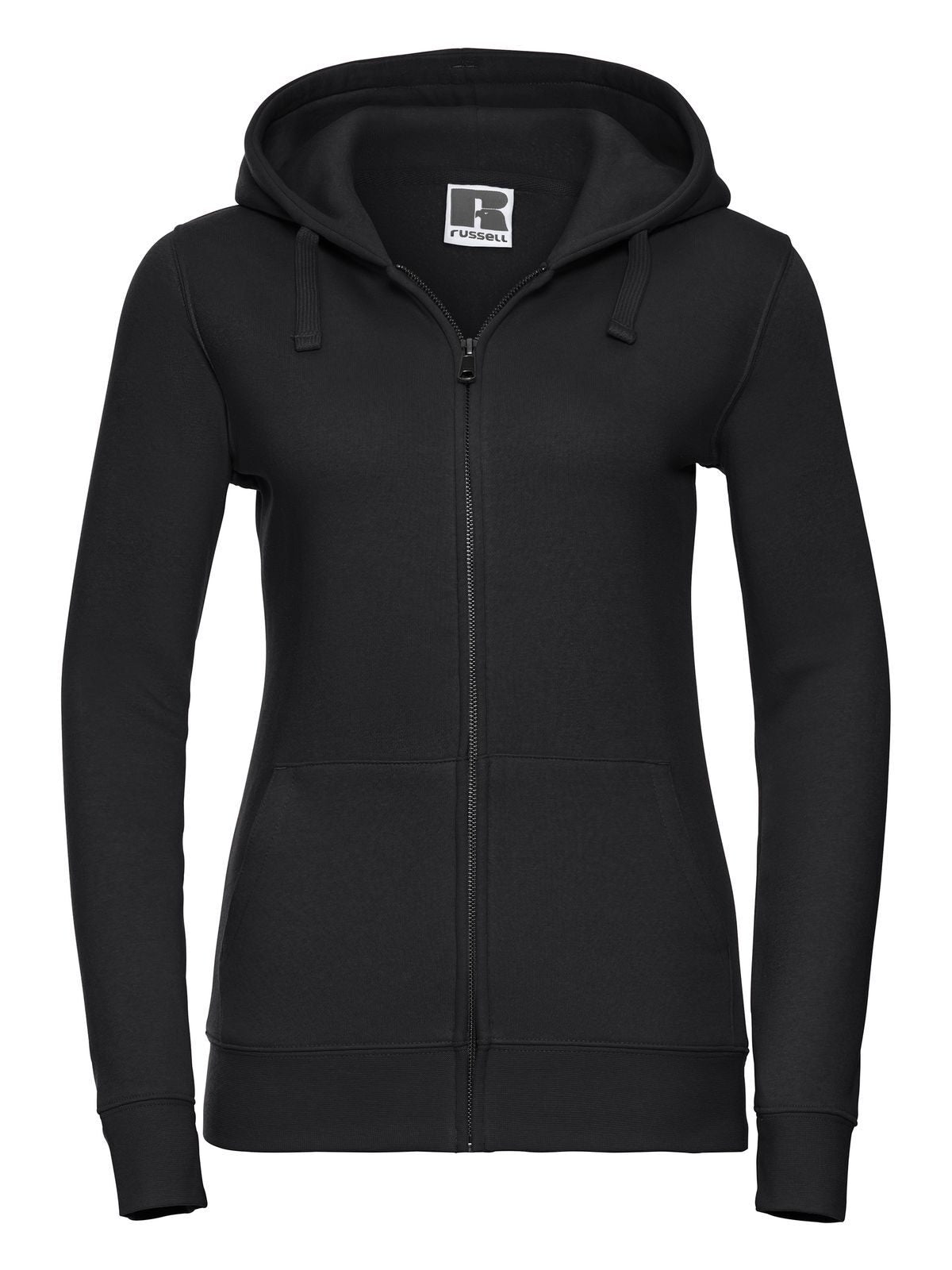 Ladies' Authentic Zipped Hood Damen Sweatshirt / Hoodie – Russell – Farbe Schwarz – individuell veredelbar