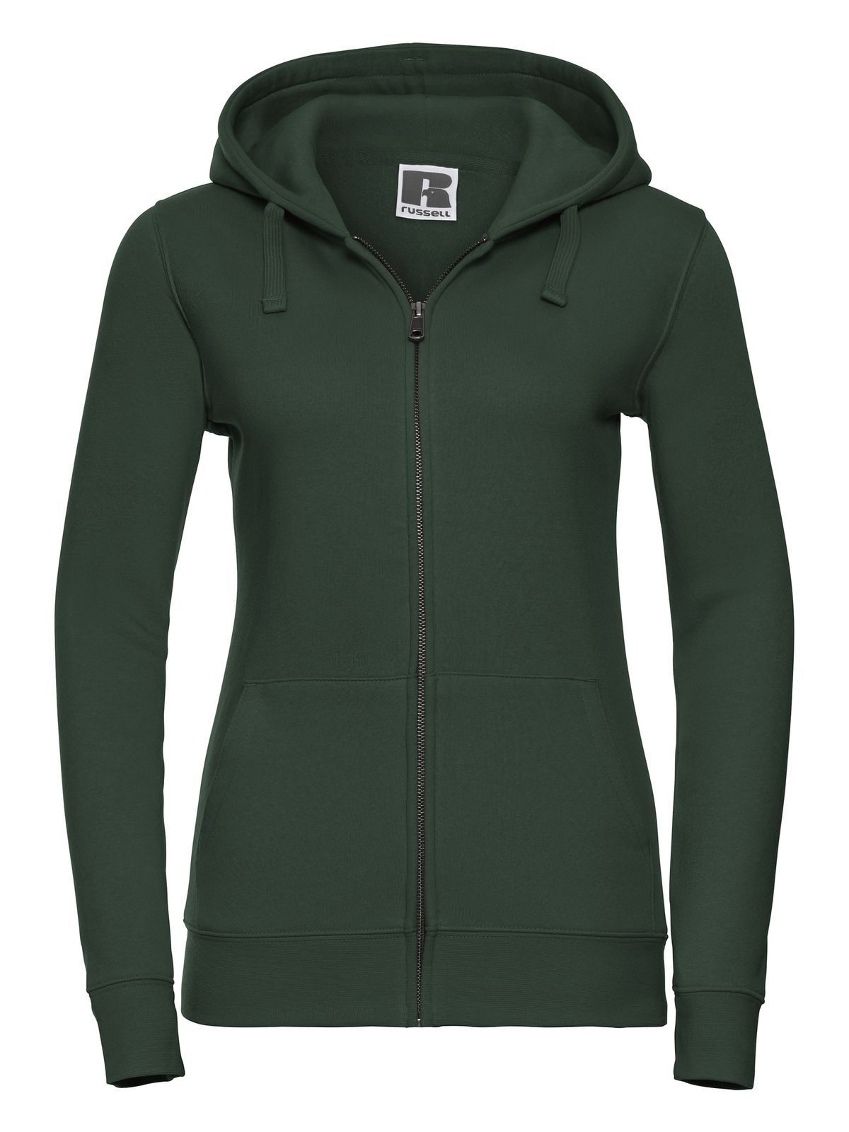 Ladies' Authentic Zipped Hood Damen Sweatshirt / Hoodie – Russell – Farbe bottle green – individuell veredelbar