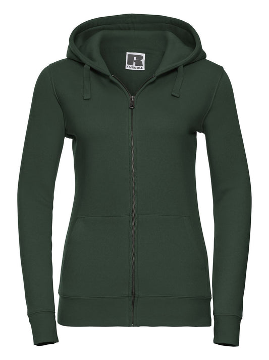 Ladies' Authentic Zipped Hood Damen Sweatshirt / Hoodie – Russell – Farbe bottle green – individuell veredelbar