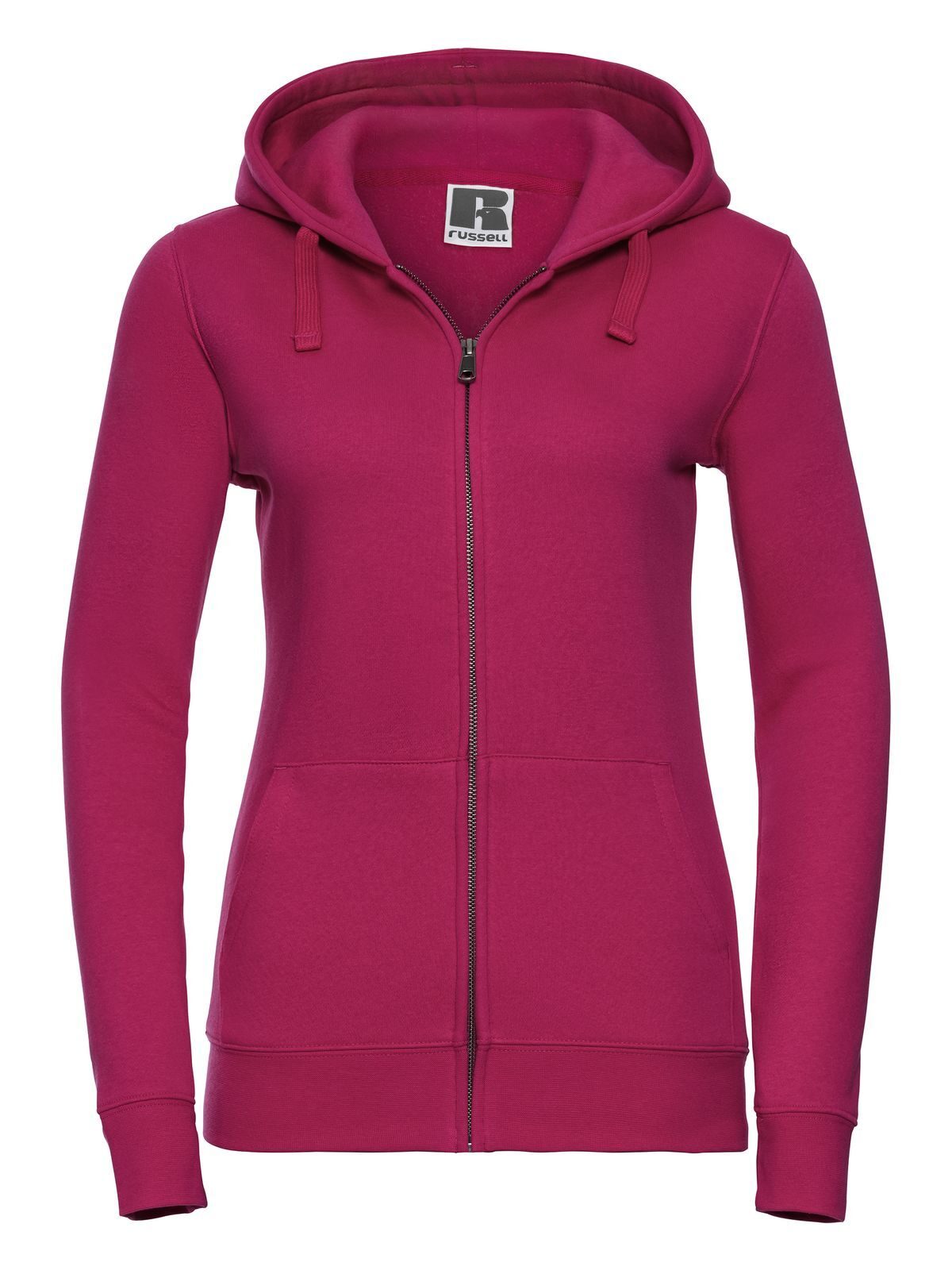 Ladies' Authentic Zipped Hood Damen Sweatshirt / Hoodie – Russell – Farbe Fuchsia – individuell veredelbar