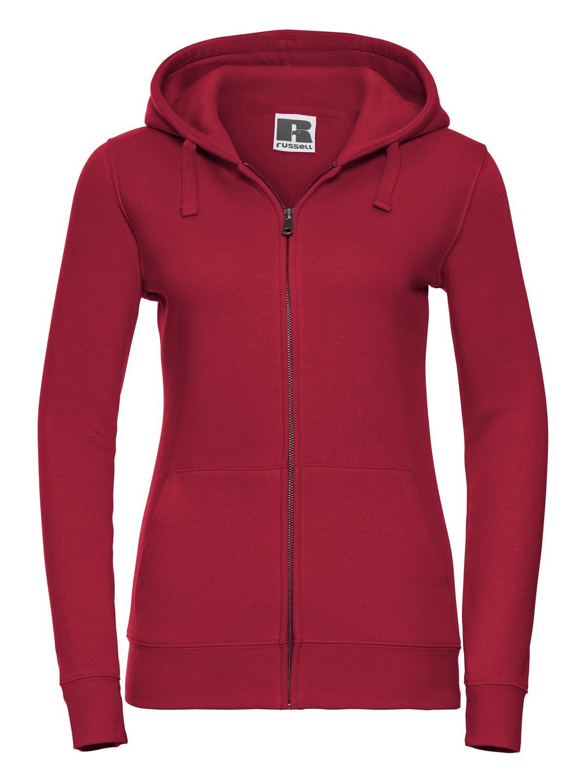 Ladies' Authentic Zipped Hood Damen Sweatshirt / Hoodie – Russell – Farbe classic red – individuell veredelbar