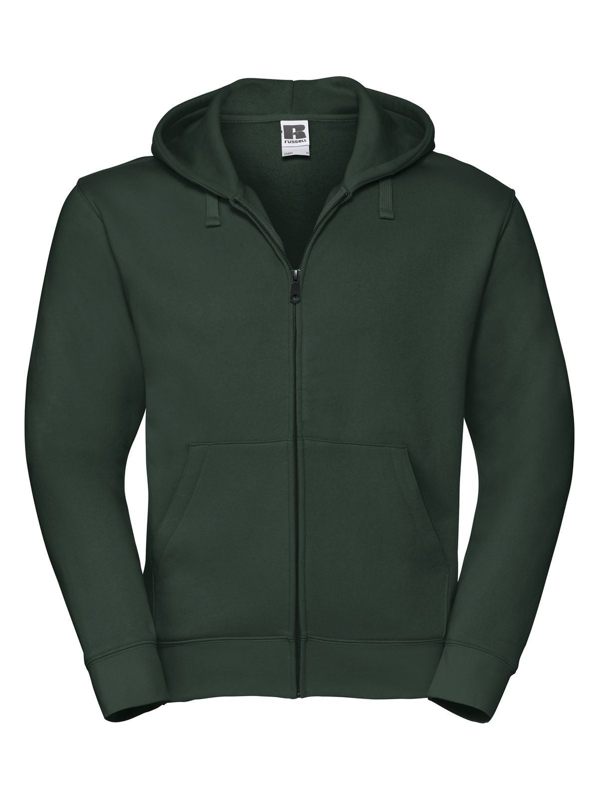 Authentic Zipped Hood Herren Sweatshirt / Hoodie – Russell – Farbe bottle green – individuell veredelbar