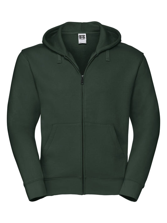 Authentic Zipped Hood Herren Sweatshirt / Hoodie – Russell – Farbe bottle green – individuell veredelbar