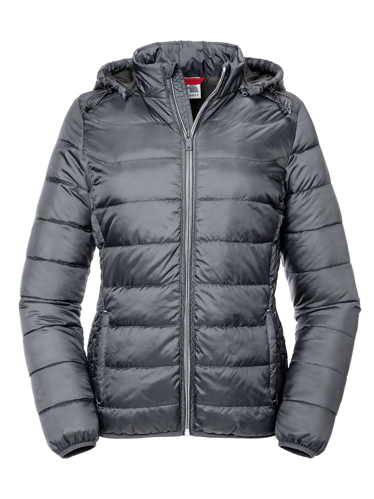 Ladies' Hooded Nano Jacket Damen – Russell – Farbe Iron Grey – individuell veredelbar