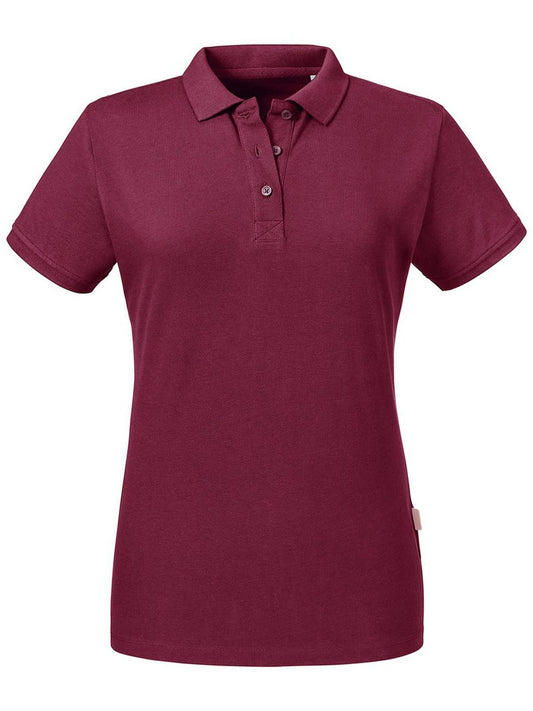 Ladies' Pure Organic Polo Damen Poloshirt – Russell – Farbe Burgundy – individuell veredelbar