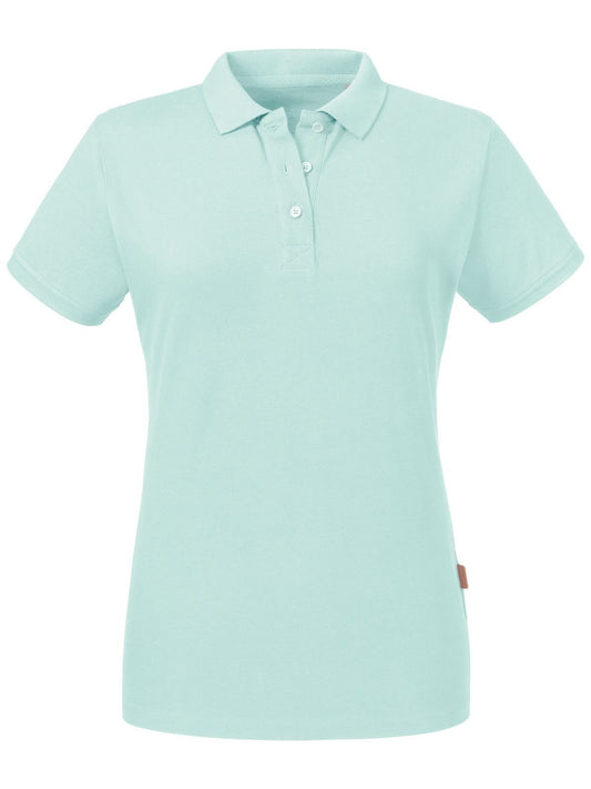Ladies' Pure Organic Polo Damen Poloshirt – Russell – Farbe Aqua – individuell veredelbar