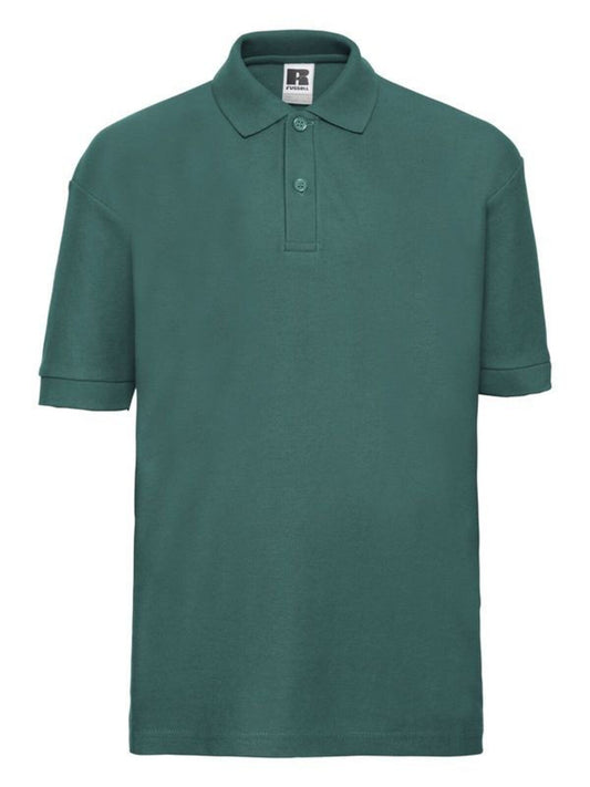 POLO BAMBINO 65%P.35%C. Kinder Poloshirt – Russell – Farbe winter emerald – individuell veredelbar