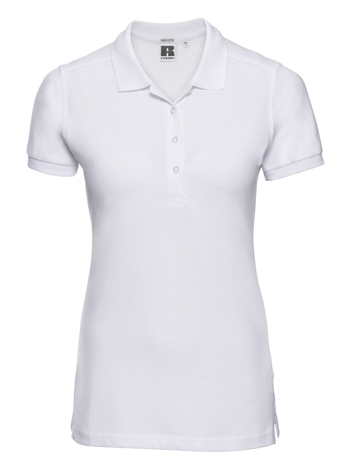 Ladies' Stretch Polo Damen Poloshirt – Russell – Farbe Weiß – individuell veredelbar