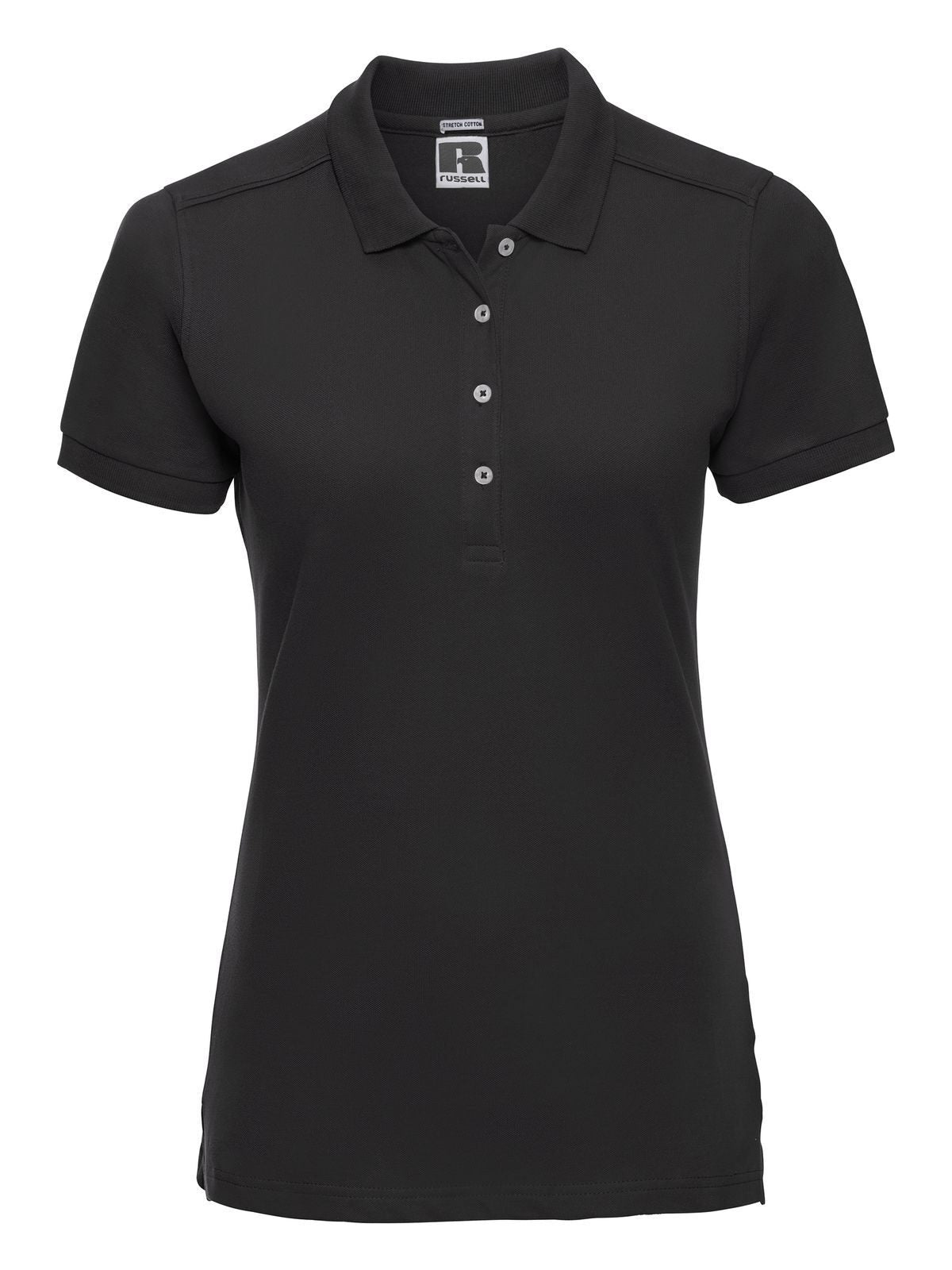 Ladies' Stretch Polo Damen Poloshirt – Russell – Farbe Schwarz – individuell veredelbar