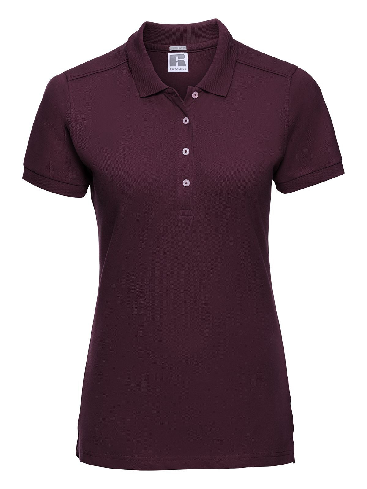 Ladies' Stretch Polo Damen Poloshirt – Russell – Farbe Burgundy – individuell veredelbar