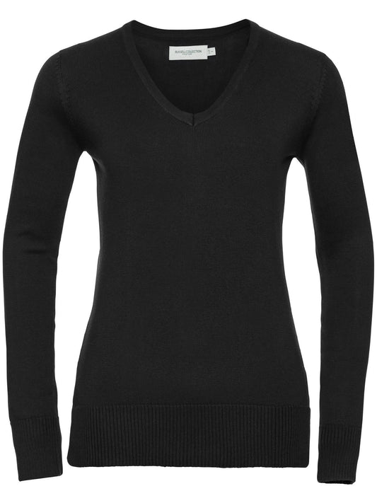 Maglione donna scollo a V Damen Strick / Weste – Russell – Farbe Schwarz – individuell veredelbar