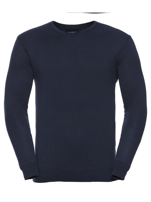 V-Neck Knitted Pullover Herren Strick / Weste – Russell – Farbe french navy – individuell veredelbar