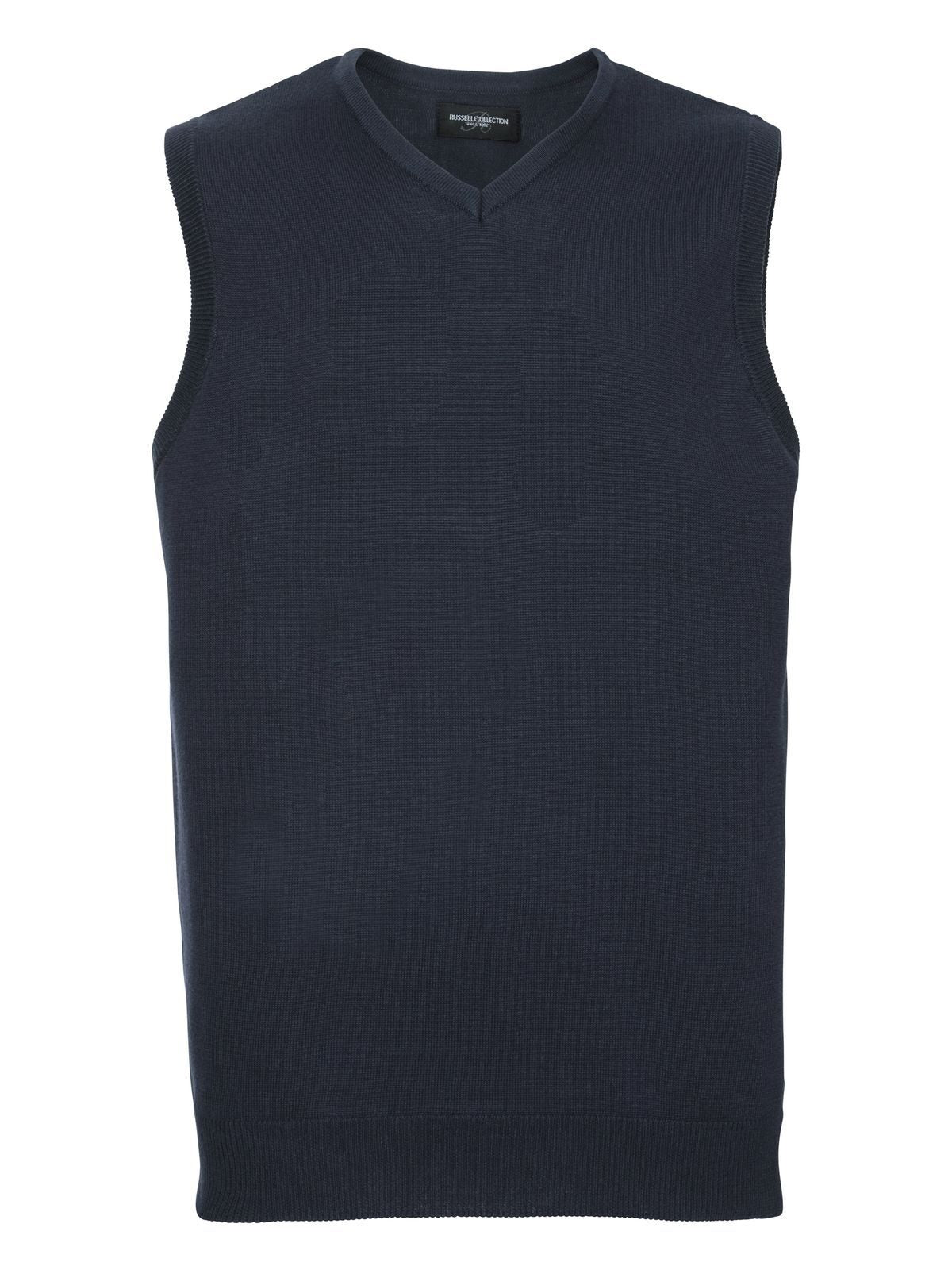 Adults' V-Neck Sleeveless Knitted Pullover Herren Strick / Weste – Russell – Farbe french navy – individuell veredelbar