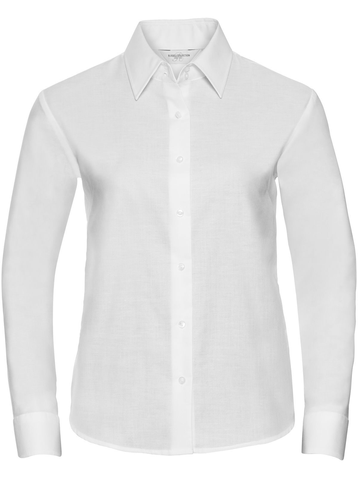 Ladies' Long Sleeve Easy Care Oxford Shirt Damen Hemd / Bluse – Russell – Farbe Weiß – individuell veredelbar