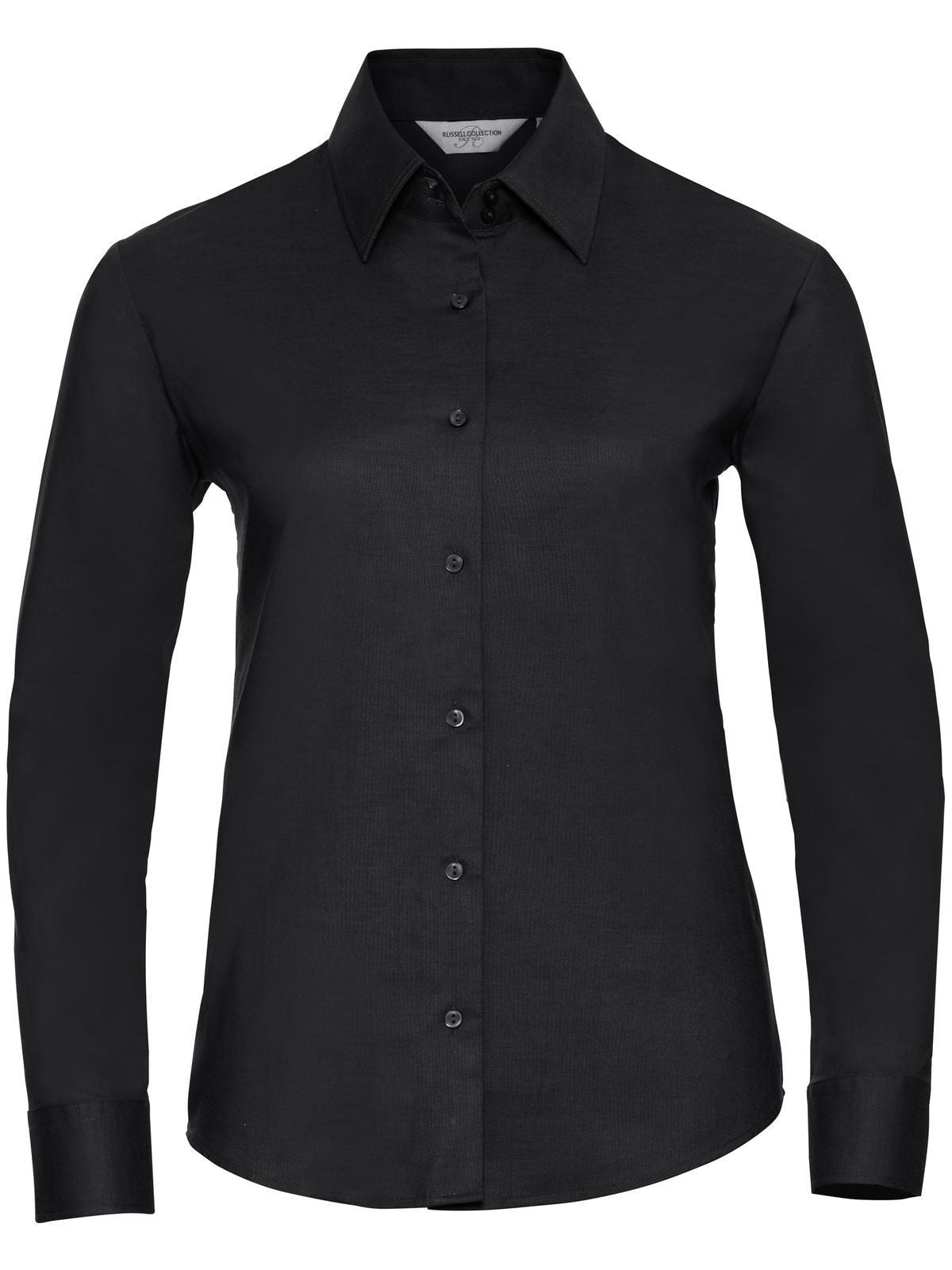 Ladies' Long Sleeve Easy Care Oxford Shirt Damen Hemd / Bluse – Russell – Farbe Schwarz – individuell veredelbar