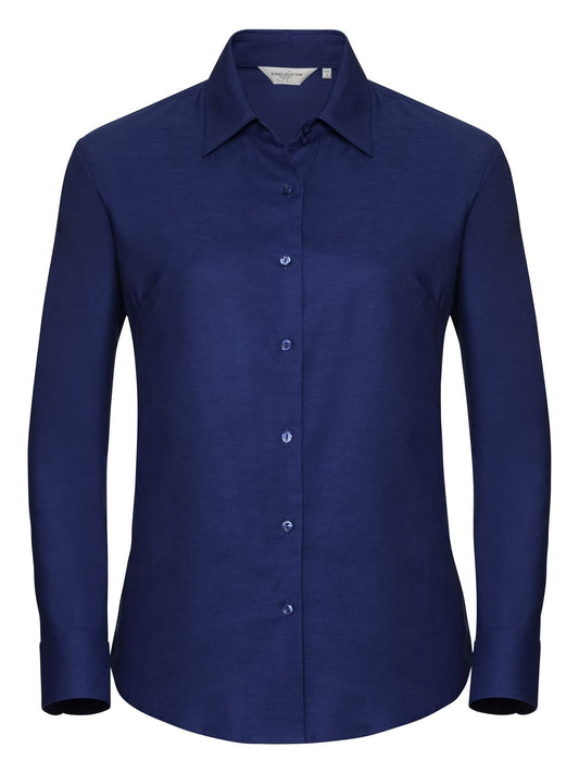 Ladies' Long Sleeve Easy Care Oxford Shirt Damen Hemd / Bluse – Russell – Farbe bright royal – individuell veredelbar