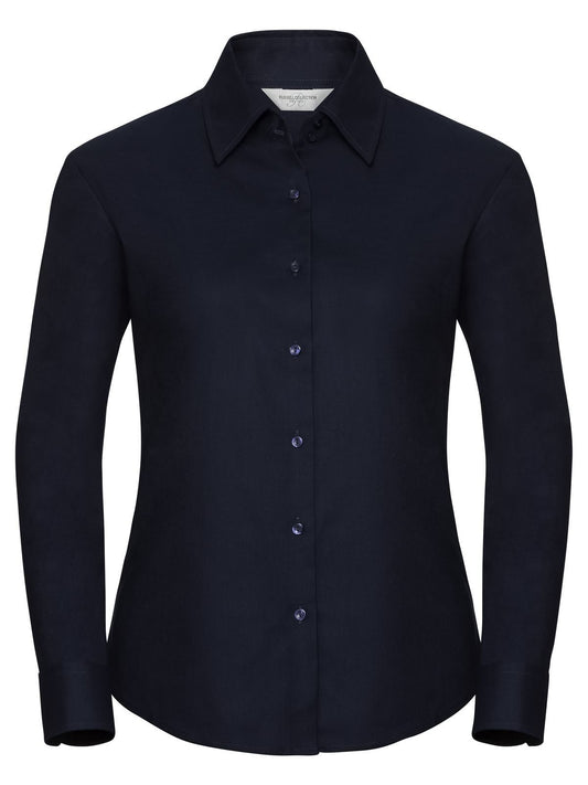 Ladies' Long Sleeve Easy Care Oxford Shirt Damen Hemd / Bluse – Russell – Farbe bright navy – individuell veredelbar