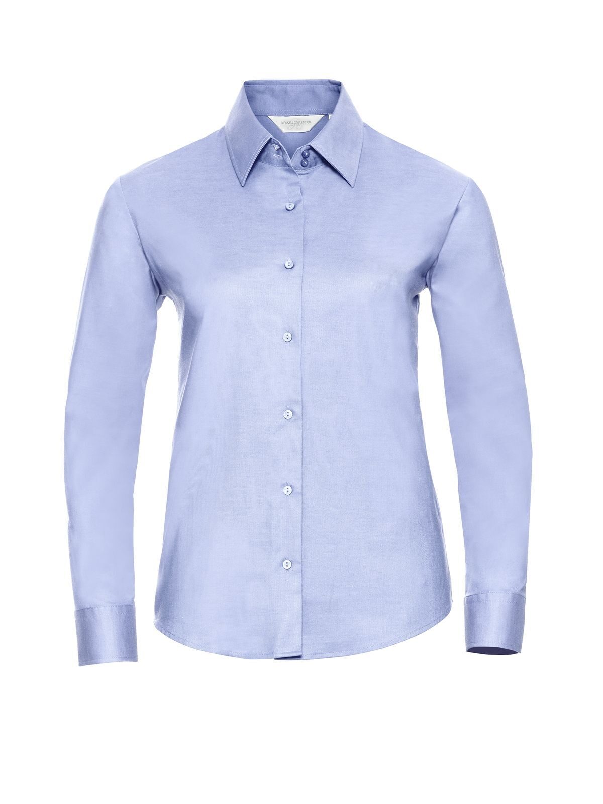 Ladies' Long Sleeve Easy Care Oxford Shirt Damen Hemd / Bluse – Russell – Farbe oxford blue – individuell veredelbar