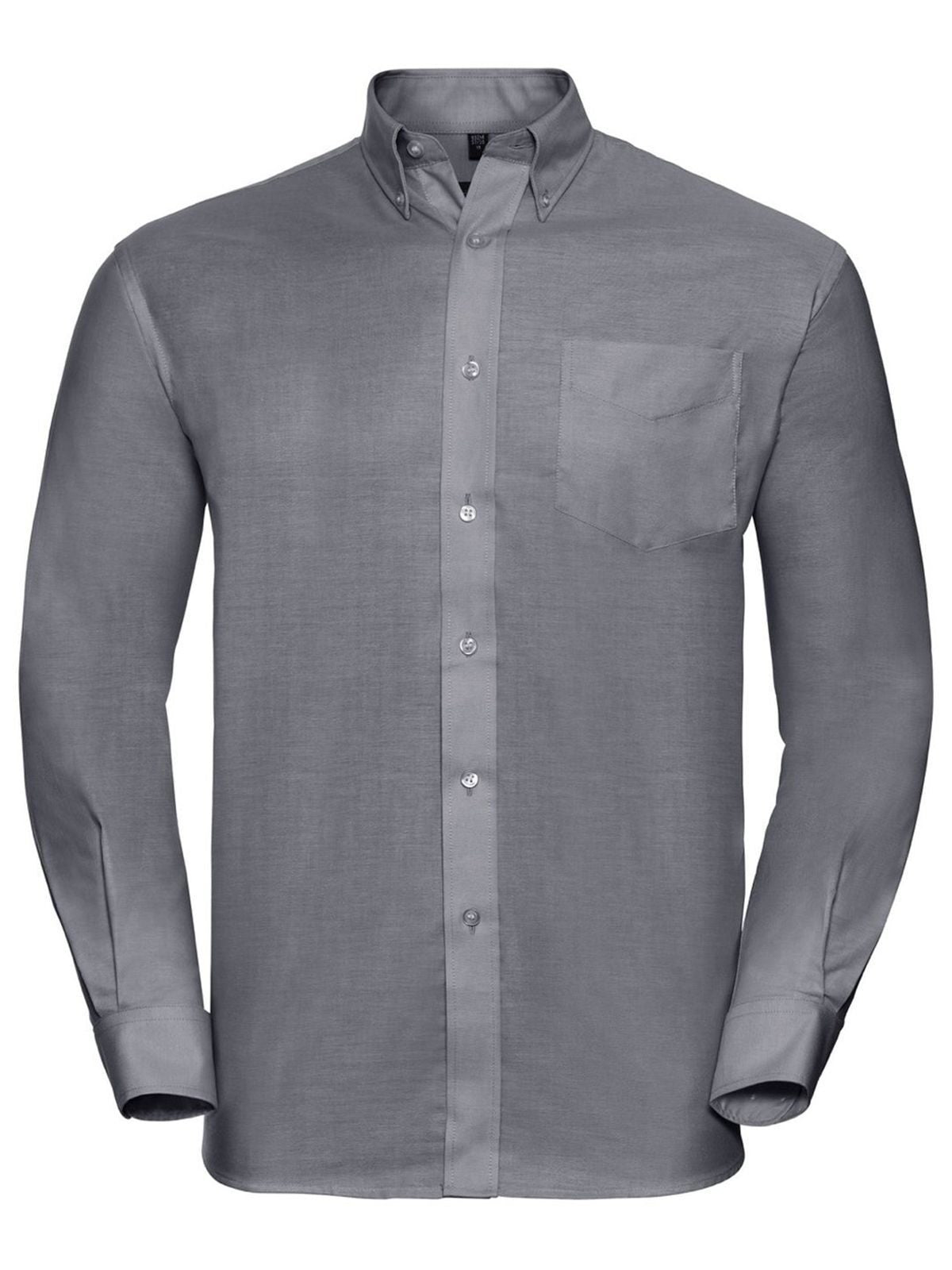 Long Sleeve Easy Care Oxford Shirt Herren Hemd / Bluse – Russell – Farbe silver – individuell veredelbar