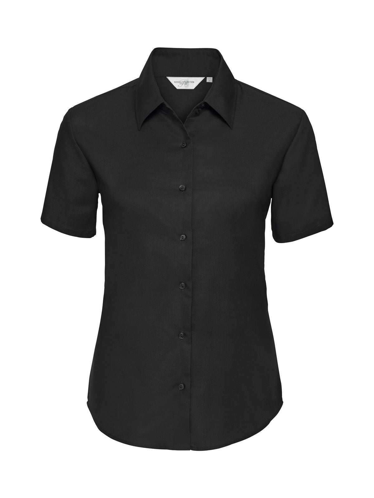 Ladies' Short Sleeve Easy Care Oxford Shirt Damen Hemd / Bluse – Russell – Farbe Schwarz – individuell veredelbar