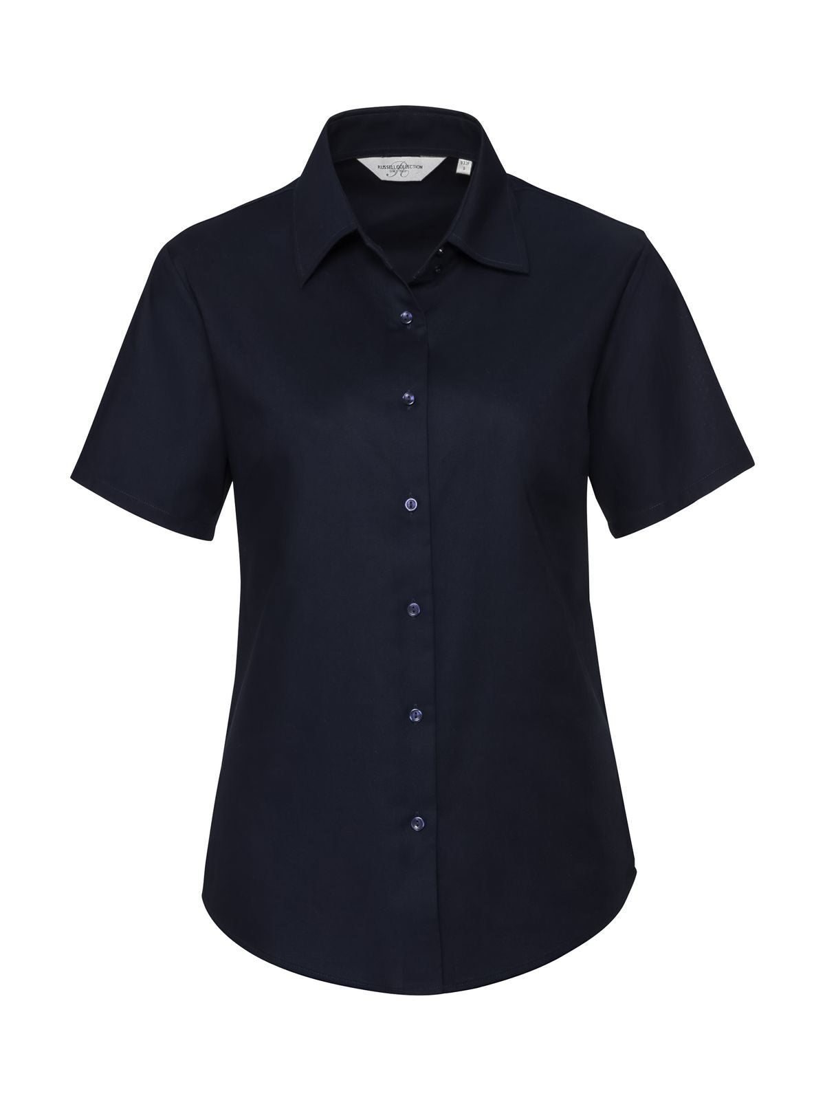Ladies' Short Sleeve Easy Care Oxford Shirt Damen Hemd / Bluse – Russell – Farbe bright navy – individuell veredelbar