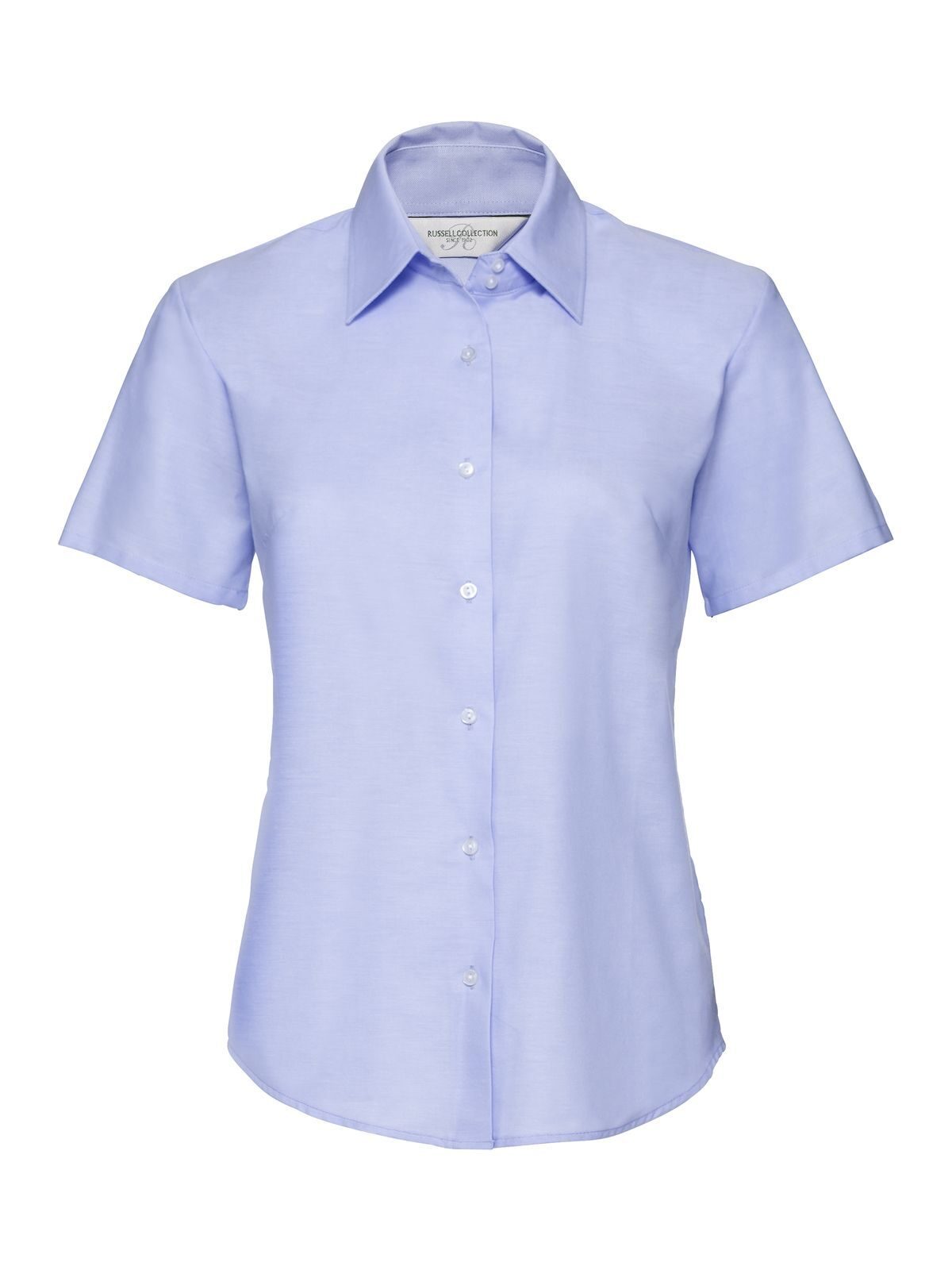 Ladies' Short Sleeve Easy Care Oxford Shirt Damen Hemd / Bluse – Russell – Farbe oxford blue – individuell veredelbar