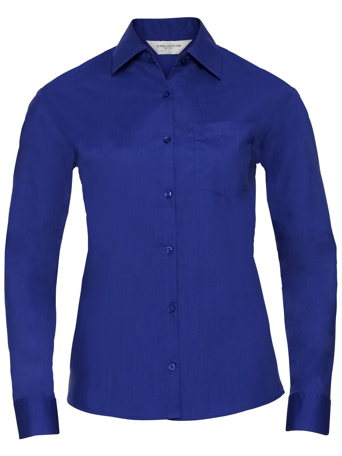 Ladies' Long Sleeve PolyCotton Poplin Shirt Damen Hemd / Bluse – Russell – Farbe bright royal – individuell veredelbar