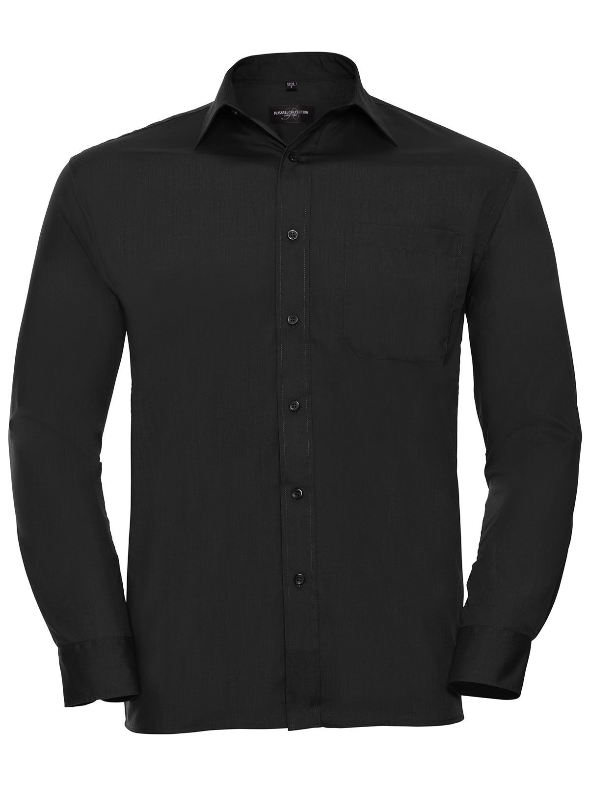Long Sleeve PolyCotton Poplin Shirt Herren Hemd / Bluse – Russell – Farbe Schwarz – individuell veredelbar