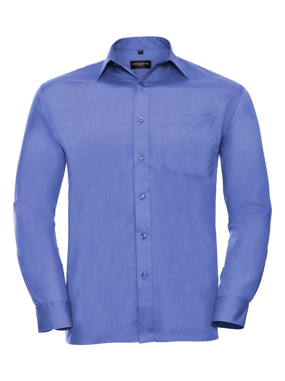 Long Sleeve PolyCotton Poplin Shirt Herren Hemd / Bluse – Russell – Farbe corporate blue – individuell veredelbar