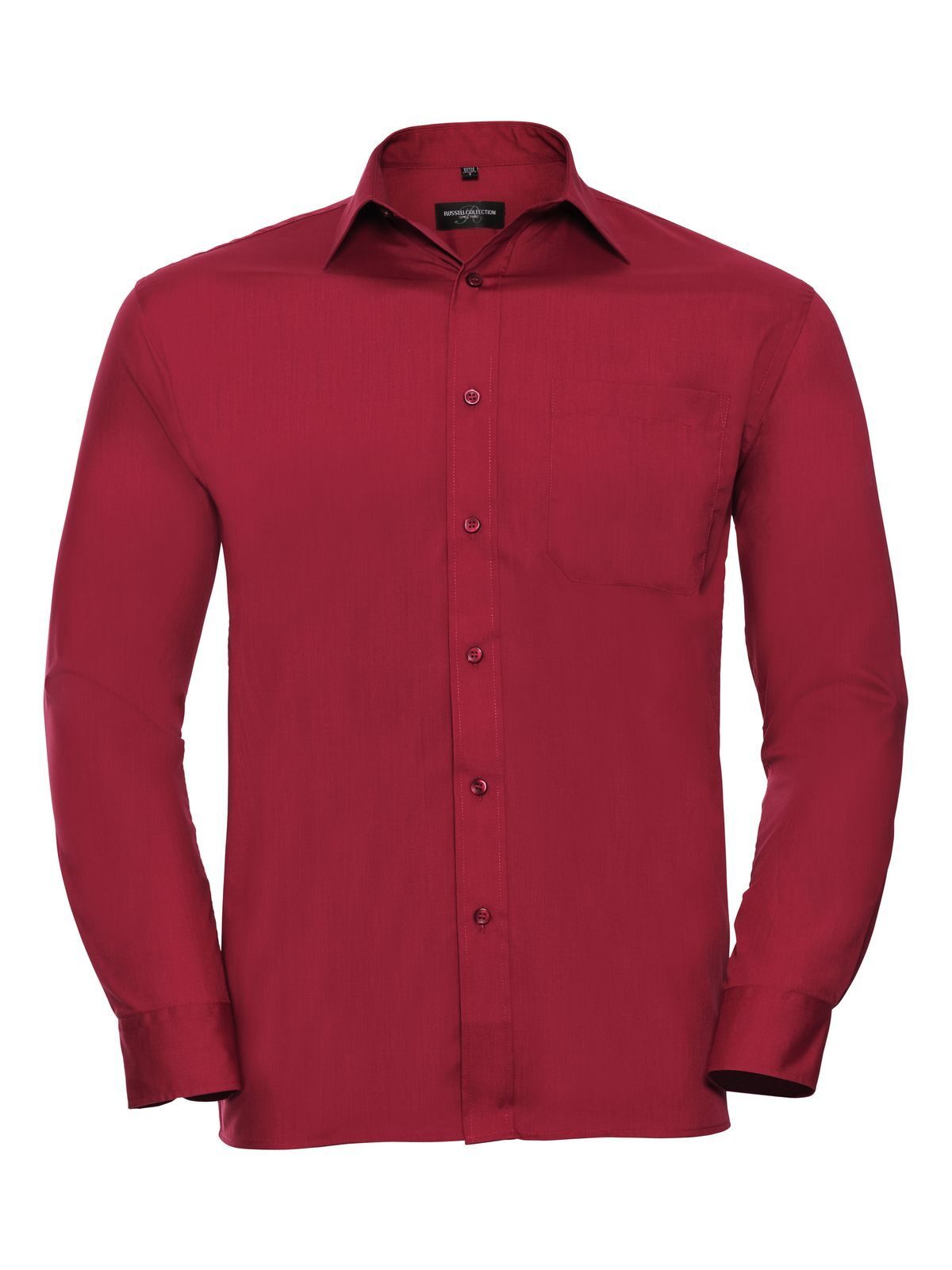 Long Sleeve PolyCotton Poplin Shirt Herren Hemd / Bluse – Russell – Farbe classic red – individuell veredelbar