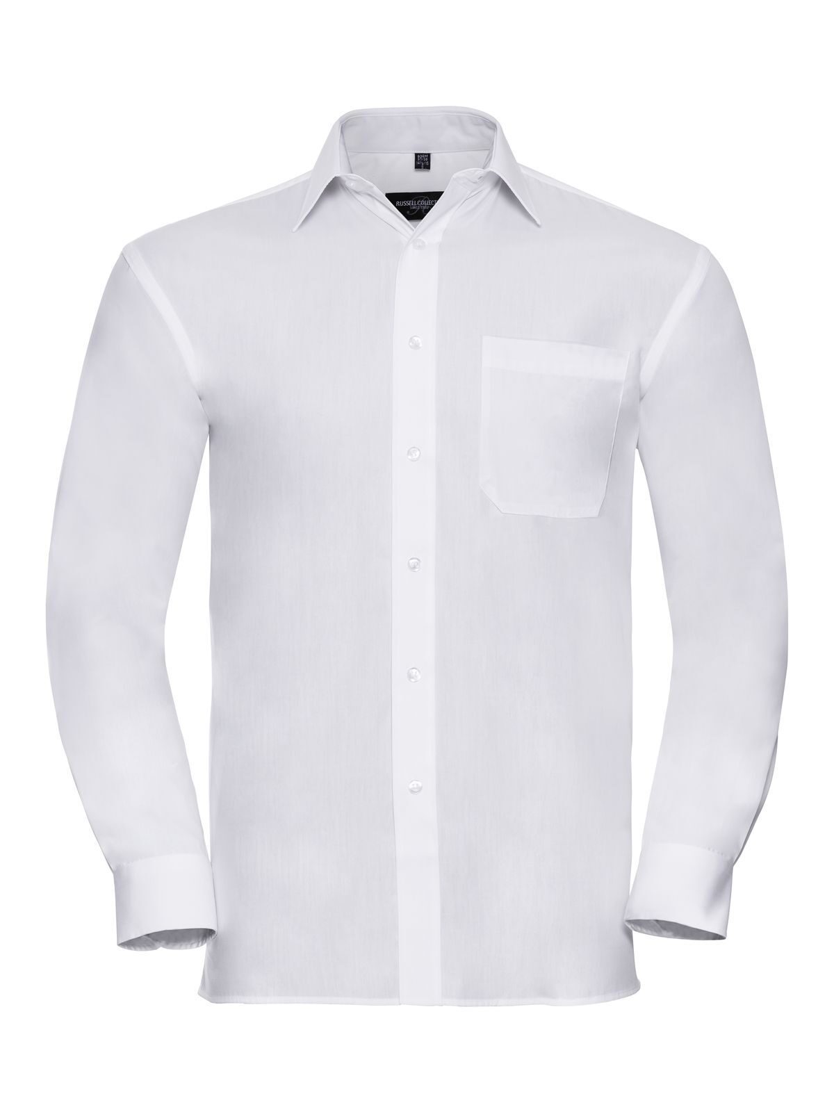 Long Sleeve Pure Cotton Poplin Shirt Herren Hemd / Bluse – Russell – Farbe Weiß – individuell veredelbar