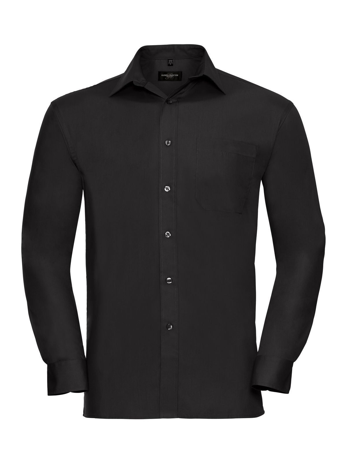 Long Sleeve Pure Cotton Poplin Shirt Herren Hemd / Bluse – Russell – Farbe Schwarz – individuell veredelbar