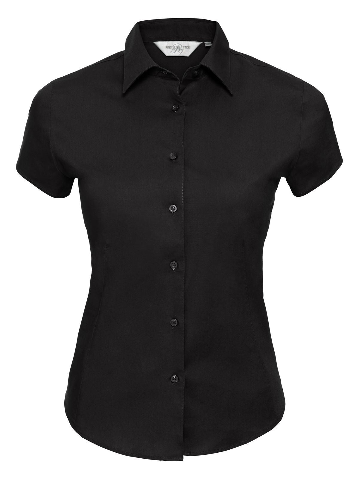 Ladies' Short Sleeve Easy Care Fitted Shirt Damen Hemd / Bluse – Russell – Farbe Schwarz – individuell veredelbar