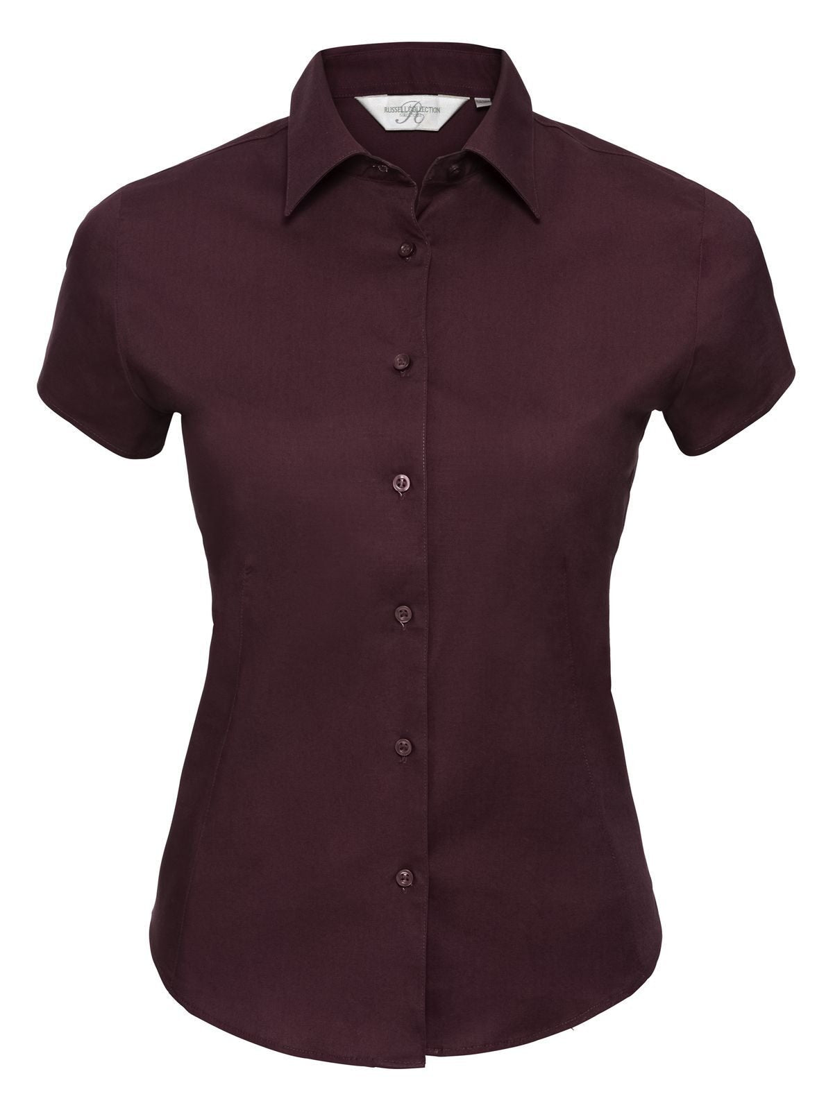 Ladies' Short Sleeve Easy Care Fitted Shirt Damen Hemd / Bluse – Russell – Farbe port – individuell veredelbar