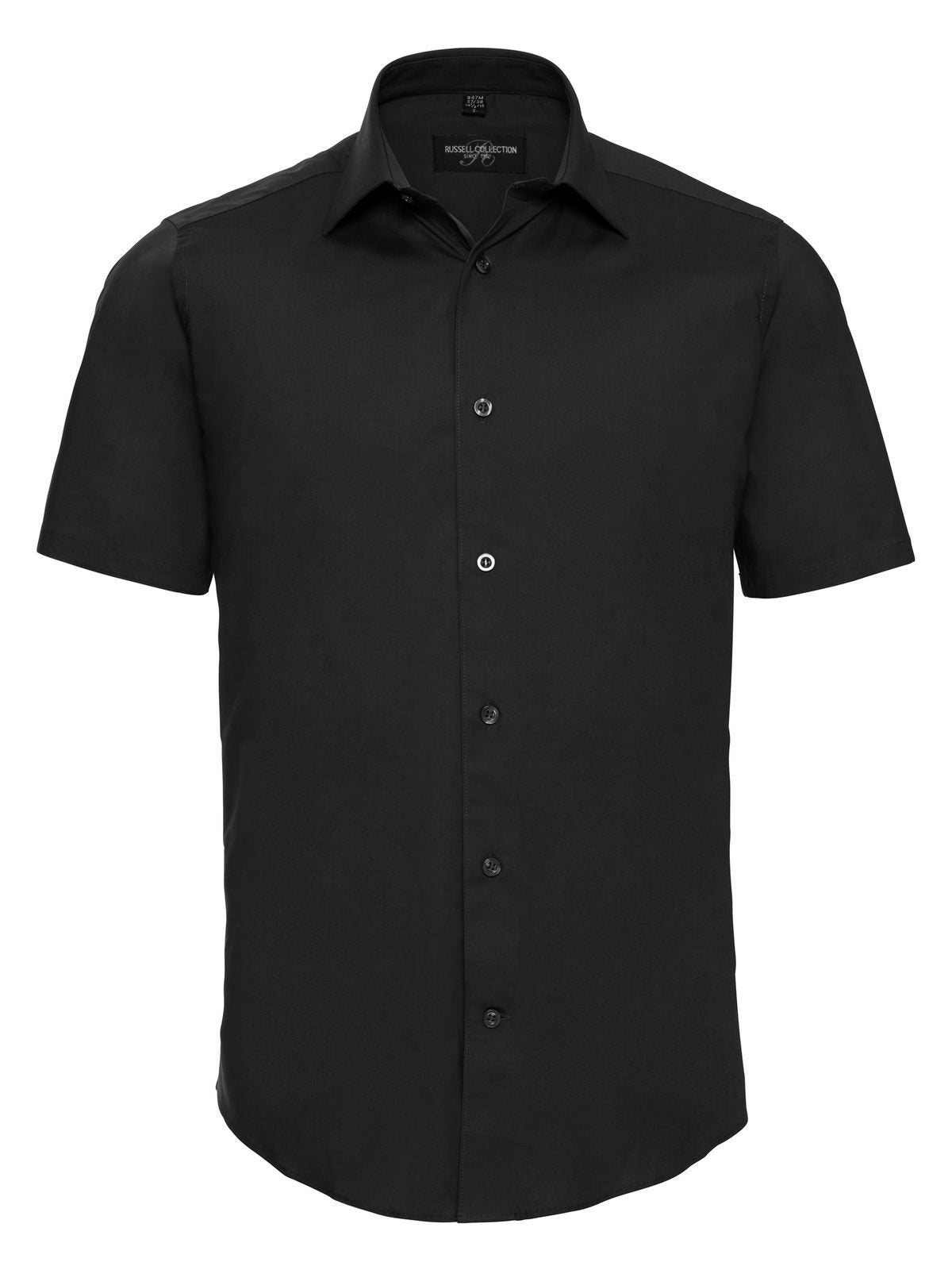 Short Sleeve Easy Care Fitted Shirt Herren Hemd / Bluse – Russell – Farbe Schwarz – individuell veredelbar
