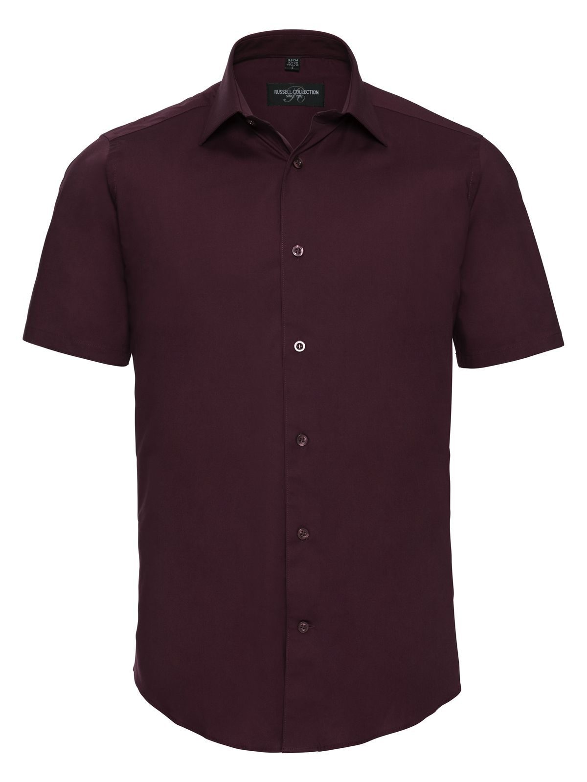Short Sleeve Easy Care Fitted Shirt Herren Hemd / Bluse – Russell – Farbe port – individuell veredelbar
