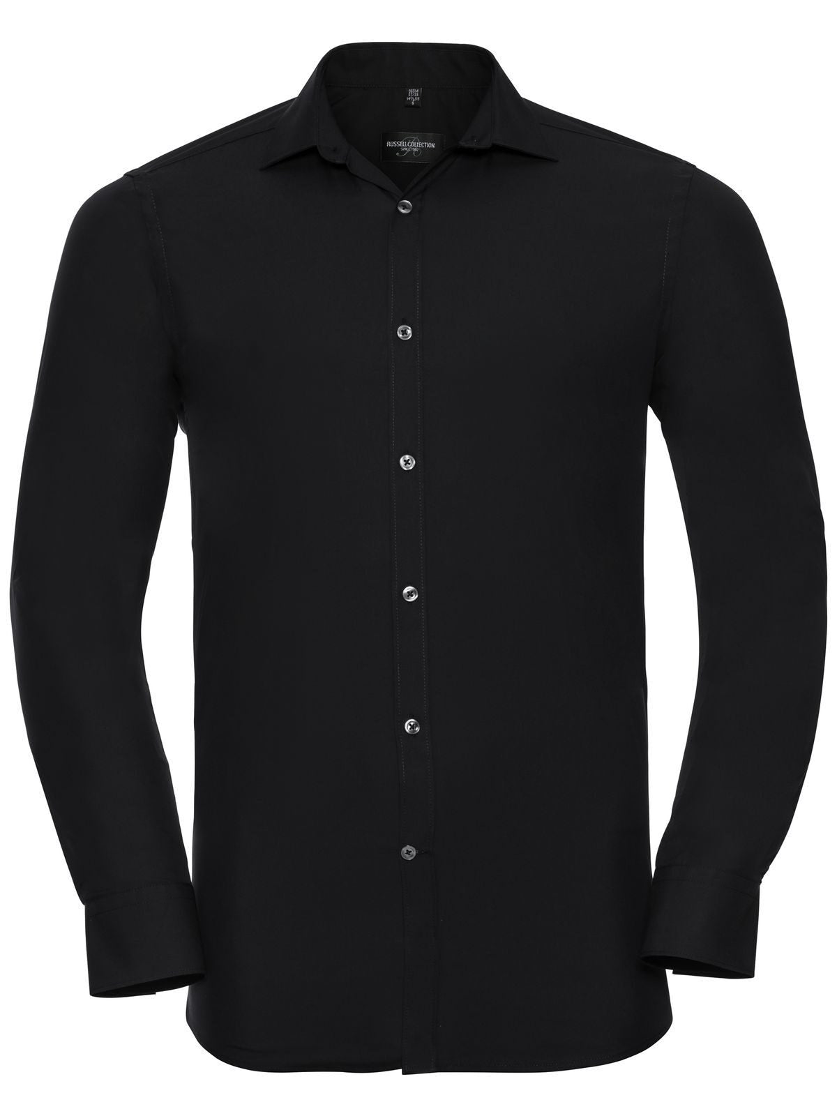 Long Sleeve Ultimate Stretch Herren Hemd / Bluse – Russell – Farbe Schwarz – individuell veredelbar