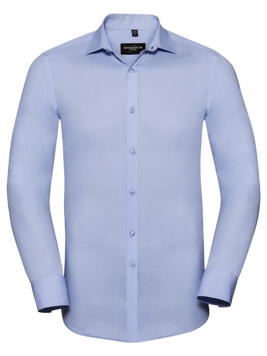 Long Sleeve Ultimate Stretch Herren Hemd / Bluse – Russell – Farbe bright sky – individuell veredelbar