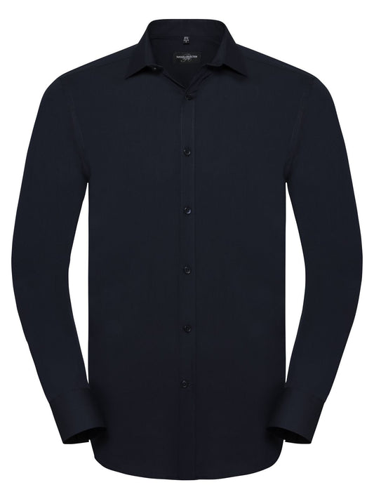 Long Sleeve Ultimate Stretch Herren Hemd / Bluse – Russell – Farbe bright navy – individuell veredelbar