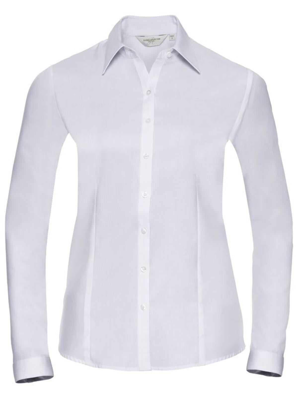 Ladies' Long Sleeve Tailored Herringbone Shirt Damen Hemd / Bluse – Russell – Farbe Weiß – individuell veredelbar