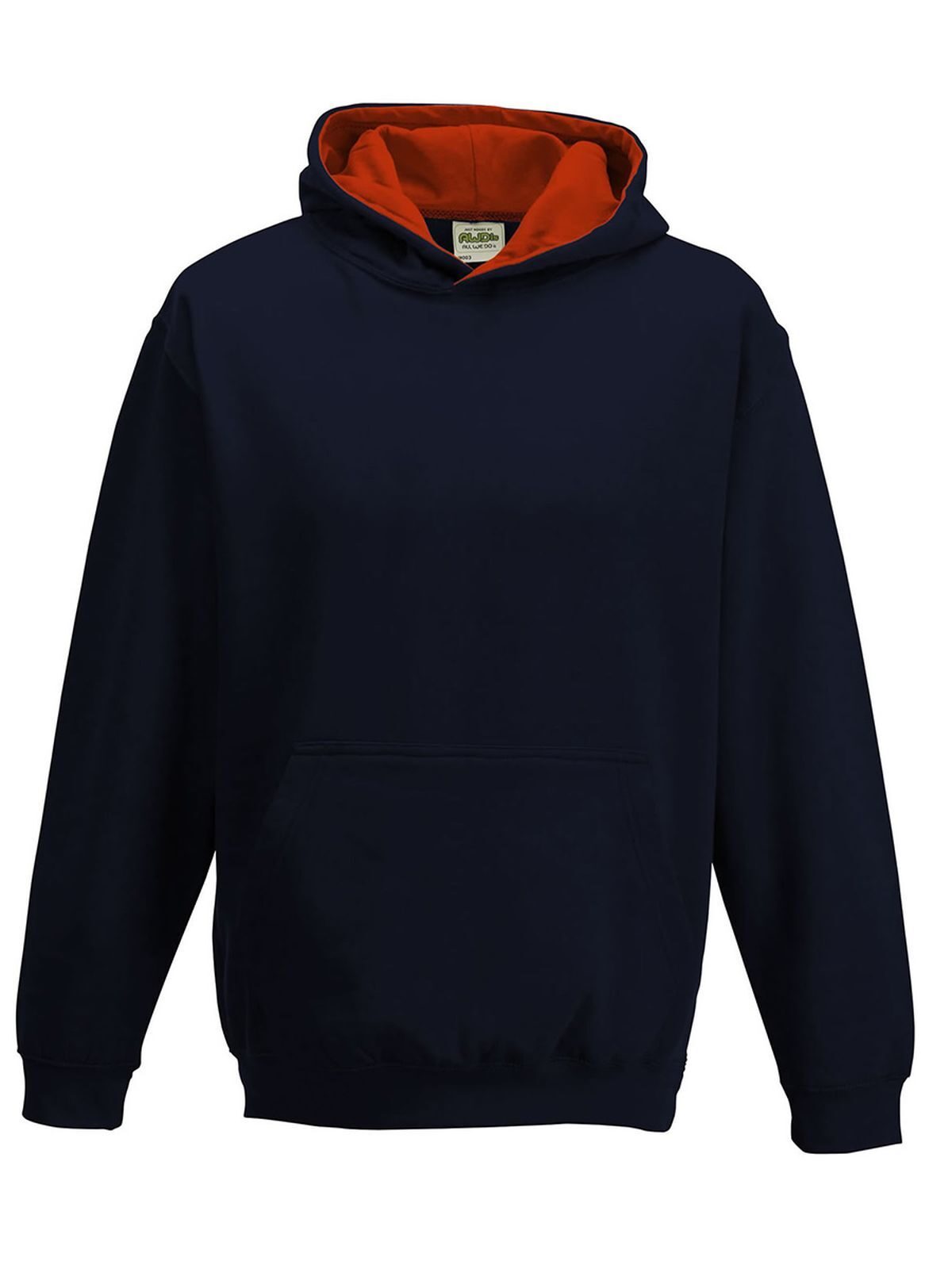 Varsity Hoodie Kinder Sweatshirt / Hoodie – Just Hoods by AWDis – Farbe new french navy/fire red – individuell veredelbar