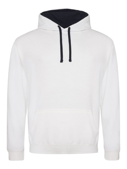 Varsity Hoodie Herren Sweatshirt / Hoodie – Just Hoods by AWDis – Farbe arctic white/french navy – individuell veredelbar