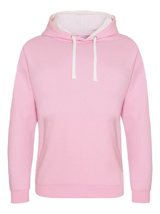 Varsity Hoodie Herren Sweatshirt / Hoodie – Just Hoods by AWDis – Farbe baby pink/arctic white – individuell veredelbar