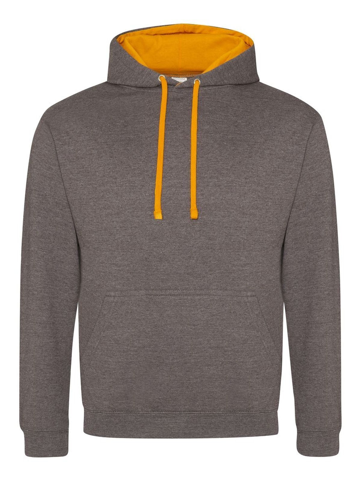 Varsity Hoodie Herren Sweatshirt / Hoodie – Just Hoods by AWDis – Farbe charcoal/orange crush – individuell veredelbar