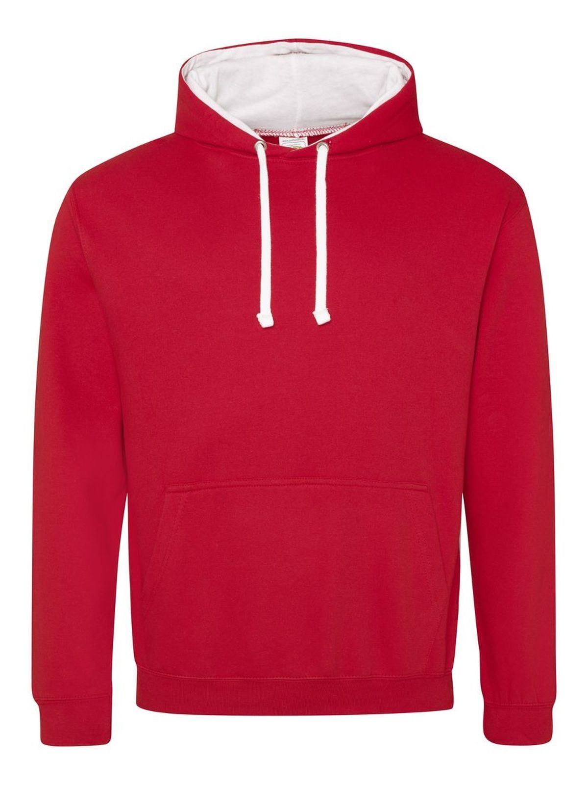 Varsity Hoodie Herren Sweatshirt / Hoodie – Just Hoods by AWDis – Farbe fire red/arctic white – individuell veredelbar