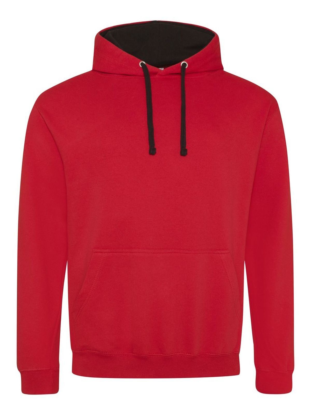 Varsity Hoodie Herren Sweatshirt / Hoodie – Just Hoods by AWDis – Farbe fire red/jet black – individuell veredelbar