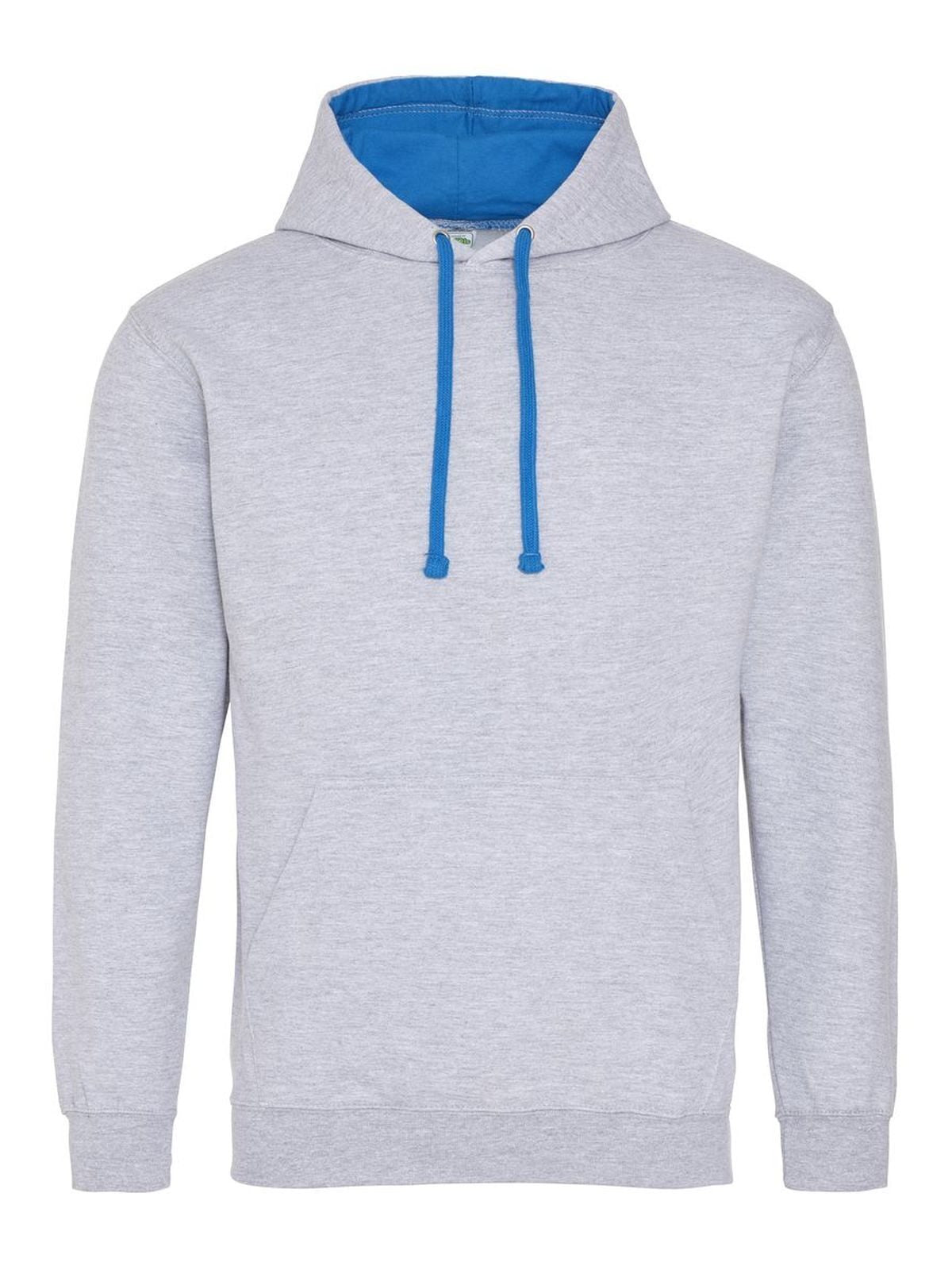 Varsity Hoodie Herren Sweatshirt / Hoodie – Just Hoods by AWDis – Farbe heather grey/sapphire blue – individuell veredelbar