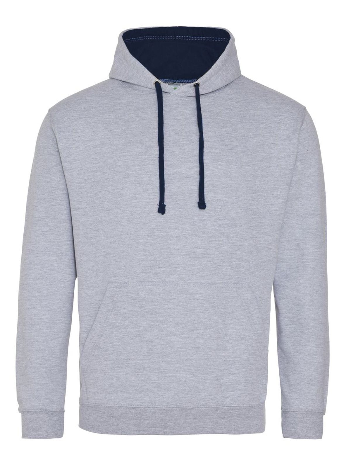Varsity Hoodie Herren Sweatshirt / Hoodie – Just Hoods by AWDis – Farbe heather grey/french navy – individuell veredelbar