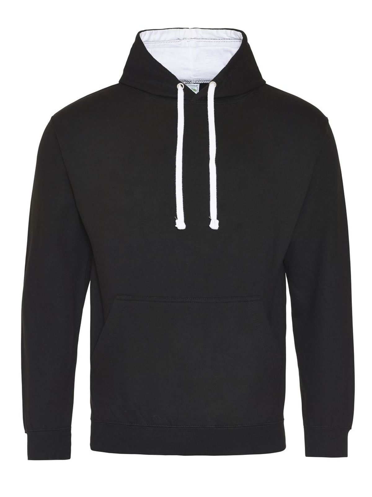 Varsity Hoodie Herren Sweatshirt / Hoodie – Just Hoods by AWDis – Farbe jet black/arctic white – individuell veredelbar